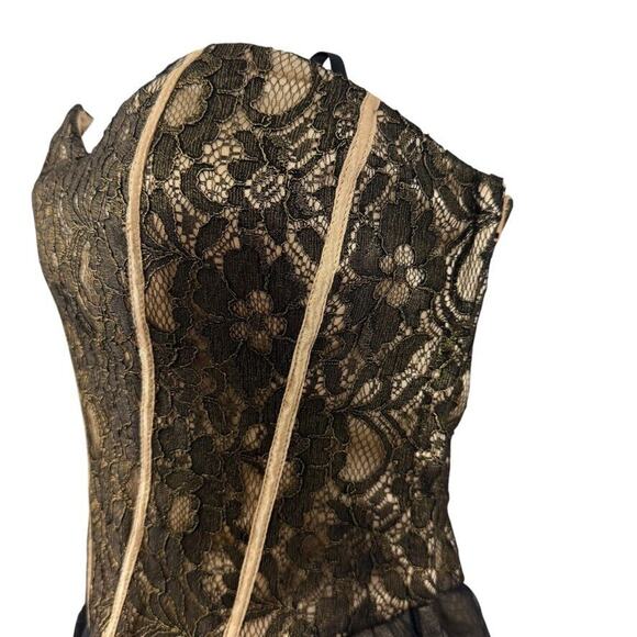 Deb Womens Black Tulle Lace Ruffle Whimsigoth Strapless Coquette Prom Dress 9/10 - Picture 10 of 16